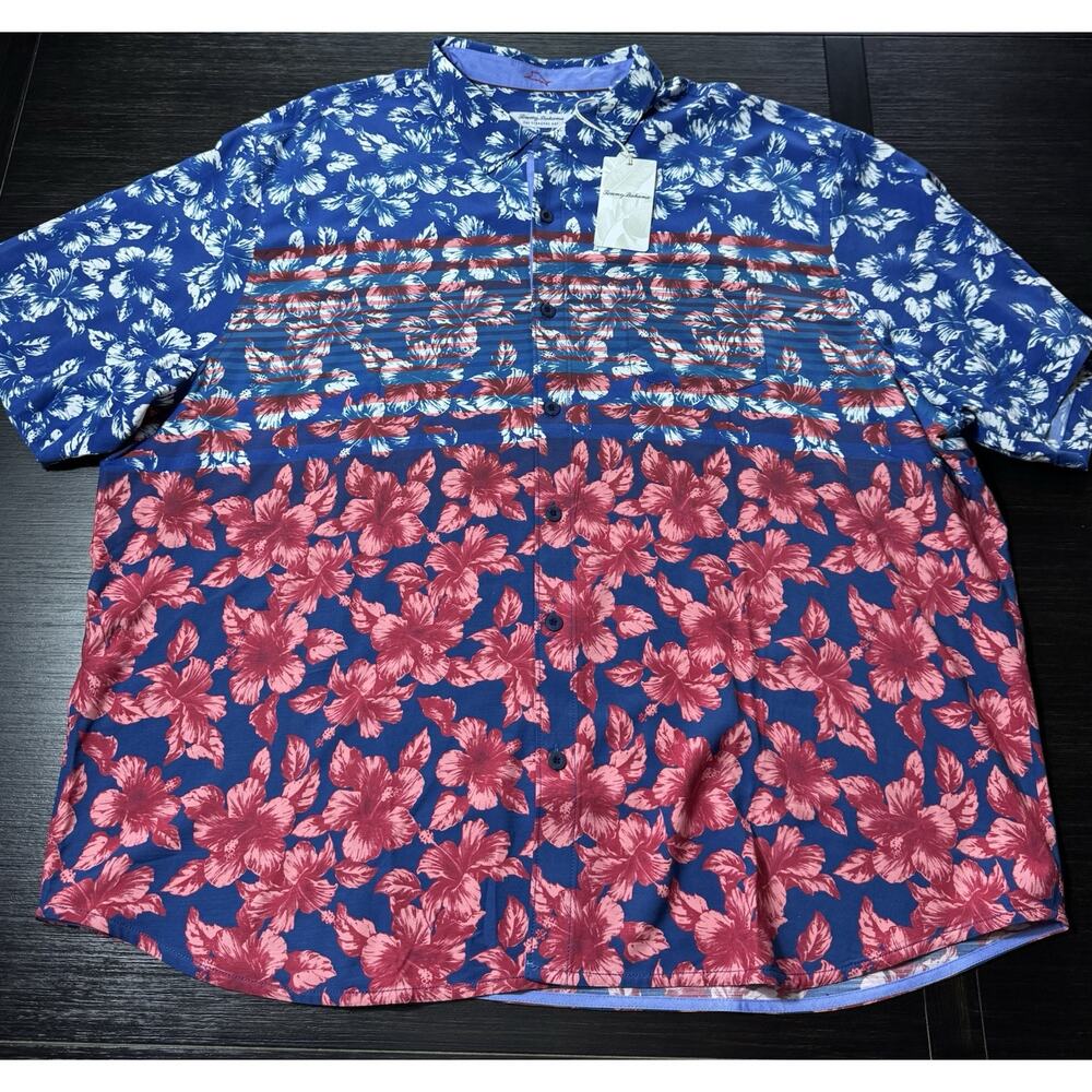 Tommy Bahama Men’s 3XLB Shirt The Veracruz Cay Flora Striped New, Beach Summer - Picture 2 of 6